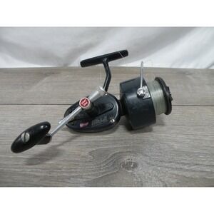 Mitchell 401 Spinning Reel Black and Metal Manual Crank Handle Bail Arm Side